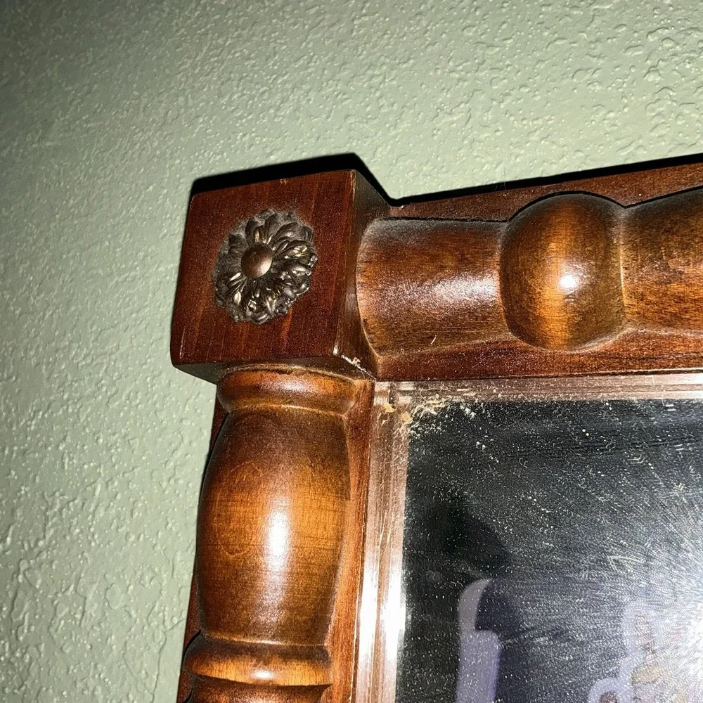 Vintage Cornwall Wood Products Federal Style Maple Split Column Wall Mirror